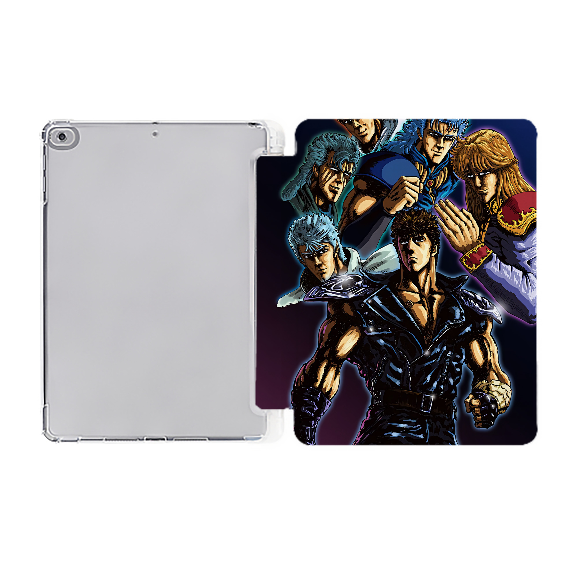 （画像用） 北斗の拳 Fist of the North Star IPad ケース ペン収納付き 三つ折りスタンド PUレザー×シリコン 対応機種9.5/10.5/10.9インチ